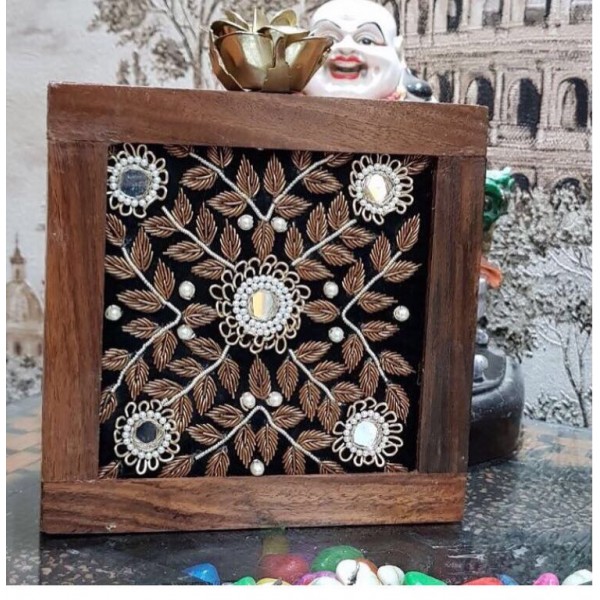Bollywood Style Luxury Mirror work Handcrafted Wooden Clutch Bag